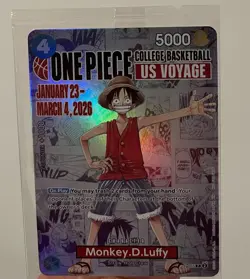ONE PIECE Card Game Monkey D. Luffy College Basketball US Voyage Promo SEALED - Image 1