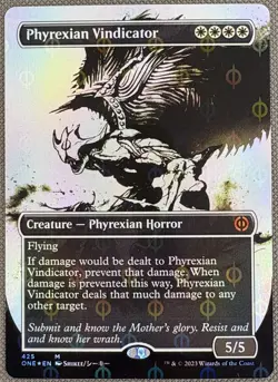 NM , English MTG Phyrexian Vindicator FOIL - Borderless Phyrexia: All Wil One - Image 1