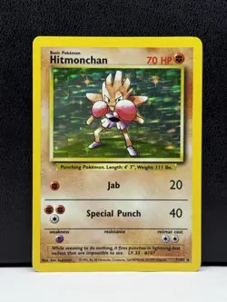 Hitmonchan Base Set Unlimited 7/102 Holo Pokemon Card TCG WOTC Vintage MP - Image 1