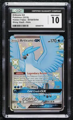 Shiny - Articuno GX Pokemon Sun & Moon Hidden Fates Vault CGC 10 Gem Mint - Image 1