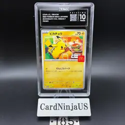 TAG PRISTINE 10 (992) Pikachu 020/M-P McDonald's Promo Japanese 185 Pokemon 2025 - Image 1