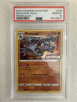 2022 POKEMON SWSH BLACK STAR PROMO PRERELEASE #243 MACHAMP-HOLO PSA 10 - Image 1