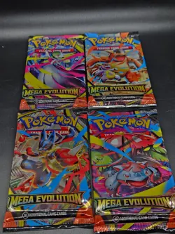 Pokemon TCG Mega Evolution Booster Packs Full Art Set Of 4 New And Sealed - Image 1