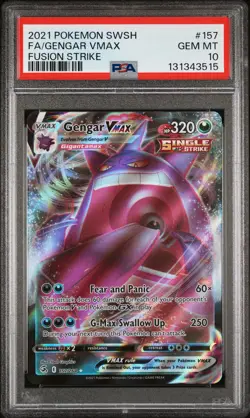 2021 POKEMON SWORD & SHIELD FUSION STRIKE #157 FULL ART/GENGAR VMAX PSA 10 - Image 1