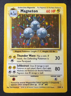 Pokemon TCG Magneton 9/102 1999 Base Set Holo Unlimited Rare LP - Image 1
