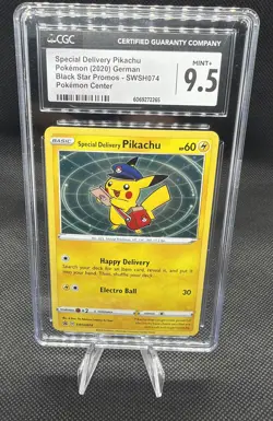Special Delivery Pikachu SWSH074 SWSH Black Star Promo Card CGC 95 Error G2U - Image 1