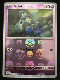 Pokemon TCG Black Bolt Masterball Reverse Holo Golett Card 42/86 English Edition - Image 1