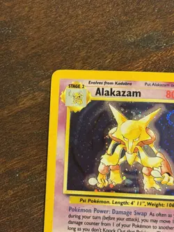 Vintage Alakazam 1/130 Base Set 2 Holo Rare Pokemon Card SWIRL LP - Image 2