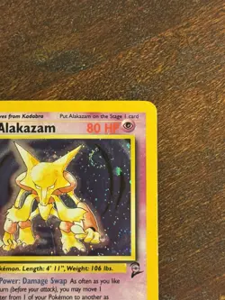 Vintage Alakazam 1/130 Base Set 2 Holo Rare Pokemon Card SWIRL LP - Image 3