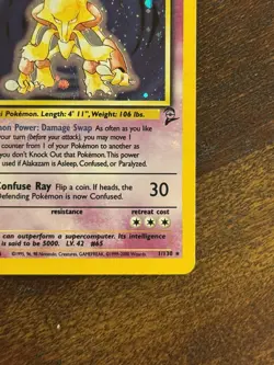 Vintage Alakazam 1/130 Base Set 2 Holo Rare Pokemon Card SWIRL LP - Image 4