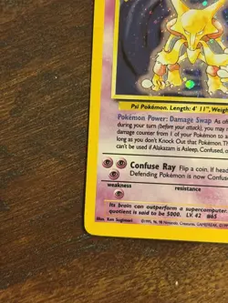 Vintage Alakazam 1/130 Base Set 2 Holo Rare Pokemon Card SWIRL LP - Image 5