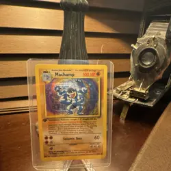 Pokemon Machamp 1st Edition Holo Rare Base Set 8/102 Card 1999 English - Image 1