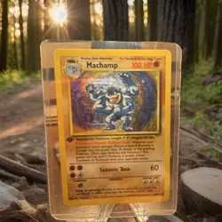 Pokemon Machamp 1st Edition Holo Rare Base Set 8/102 Card 1999 English - Image 3