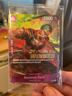 One Piece English Roronoa Zoro Foil Winner Card P-045 - OP06 Pre-Release-Sealed - Image 2