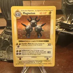 Pokemon Magneton Base Set Holo Rare 60 HP English Card 9/102 SHADOWLESS - Image 4