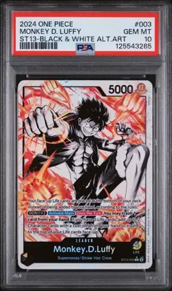 PSA 10 Monkey D Luffy ST13-003 Black White Alt Art 2023 One Piece Card PSA 10 - Image 1