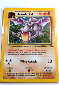 Pokemon TCG Aerodactyl Fossil Holo Rare Card 1/62 Unlimited - Image 2