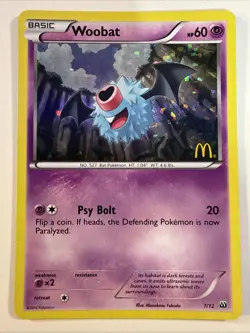 Woobat 7/12 - 2012 McDonald’s Black Star Promo Holo Pokemon Card - Image 1