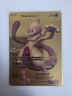 Custom Pokemon Gold Foil Card Mewtwo GX Fan Art Card - Image 1