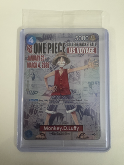 ONE PIECE CARD GAME - COLLEGE BASKETBALL US VOYAGE P-055 Monkey.D.Luffy SEALED - Image 1