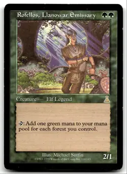 Urza's Destiny Rofellos, Llanowar Emissary LP R 1999 #118 LOT#2 - Image 1