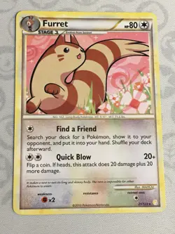 D1374 POKEMON TCG HEARTGOLD & SOULSILVER FURRET 21 MP RARE - Image 1