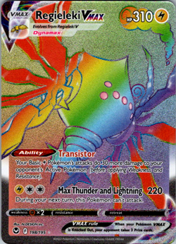 Holo Regieleki VMAX 198/195 Secret Rare Silver Tempest Pokemon TCG - Image 1