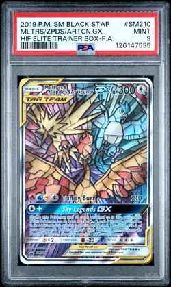 2019 POKEMON SM BLACK STAR PROMO FULL ART/MOLTRES & ZAPDOS & ARTICUNO GX PSA 9 - Image 1