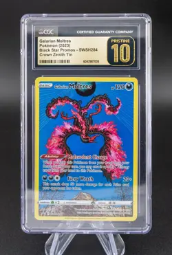 CGC 10 PRISTINE Galarian Moltres #SWSH284 2023 Pokemon Black Star Promo Holo - Image 1