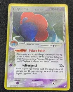 Pokemon Vileplume Delta Holo LP / NM Species 17/110 Holon Phantoms (Print Error) - Image 1
