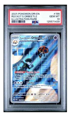 2025 Pokemon Team Rockets Orbeetle 198/182 - Sv10: Destined Rivals Holo (PSA 10) - Image 1