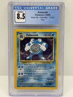 Poliwrath Base Set 13/102 Unlimited CGC 8.5 NM/Mint Holo Rare Pokemon TCG - Image 1