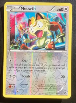 Meowth 88/114 Pokemon Steam Siege Reverse Holo Common TCG LP - Image 1