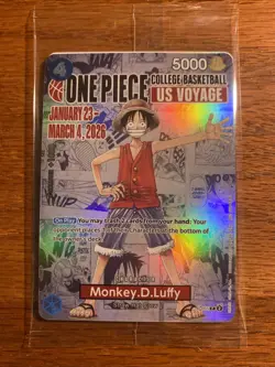 One Piece College Basketball US Voyage Monkey D. Luffy Card SEALED Holographic - Image 1