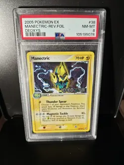PSA 8 NM-MT 2005 Manectric -Rev-Foil 38/107 Pokemon Card - Image 1