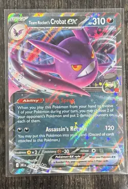 Team Rockets Crobat EX 122/182 Pokemon Destined Rivals Holo Card - Image 1