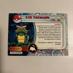 Topps Chrome Series 1 Holo Foil Pokemon Card Caterpie #10 (2000) - Image 3