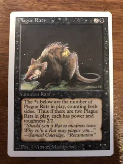Magic The Gathering MTG Revised Common Plague Rats - Image 1