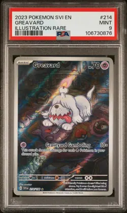 2023 POKEMON SVI EN-SCARLET & VIOLET ILLUSTRATION RARE #214 GREAVARD PSA 9 MINT - Image 1