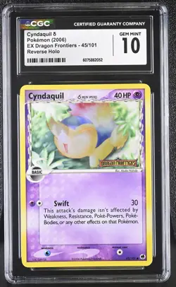CGC 10 Cyndaquil EX Dragon Frontiers 45/101 Reverse Holo STAMPED Pokemon Card - Image 1