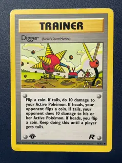 1x Pokemon WOTC Team Rocket 1st Edition 75/82 Digger Trainer Uncommon Hp Dmg - Image 1