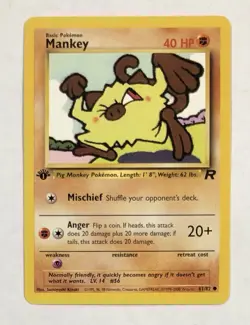 Pokemon MANKEY Card 61/82 1st Edition Common LP Team Rocket Regular Light Play - Image 1