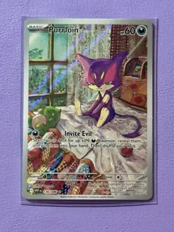 TCG Pokemon English Illustration Rare Purrloin 136/086 Sv: White Flare Holo - Image 1