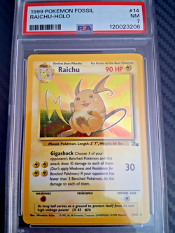Pokemon TCG Raichu fossil Set Holo Rare 14/62 Freshly Graded PSA 7 - Image 1