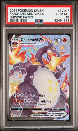 2021 POKEMON SWORD & SHIELD SHINING FATES #SV107 FULL ART/CHARIZARD VMAX PSA 10 - Image 2