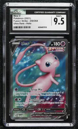 Mew V Ultra Rare Pokemon Sword & Shield Fusion Strike CGC 9.5 Mint+ - Image 1