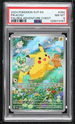Pikachu (Paldea Adventure Chest) Holo Pokemon Black Star Promo PSA 8 - Image 1