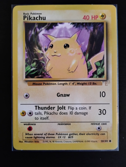 1999 Wizards of the Coast Pokemon Pikachu Yellow Cheeks Base Set #58/102 - Image 1