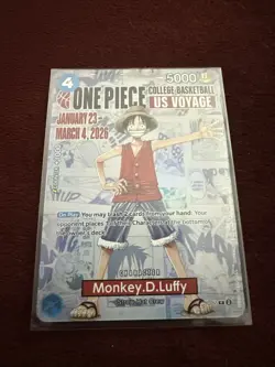 Bandai One Piece CCG Monkey.D.Luffy Promo College Basketball P-055 5000 - Image 1