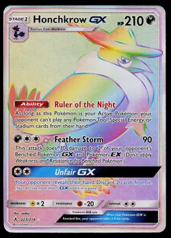 Pokemon Card - Honchkrow GX Unbroken Bonds 223/214 Secret Rare - Image 1